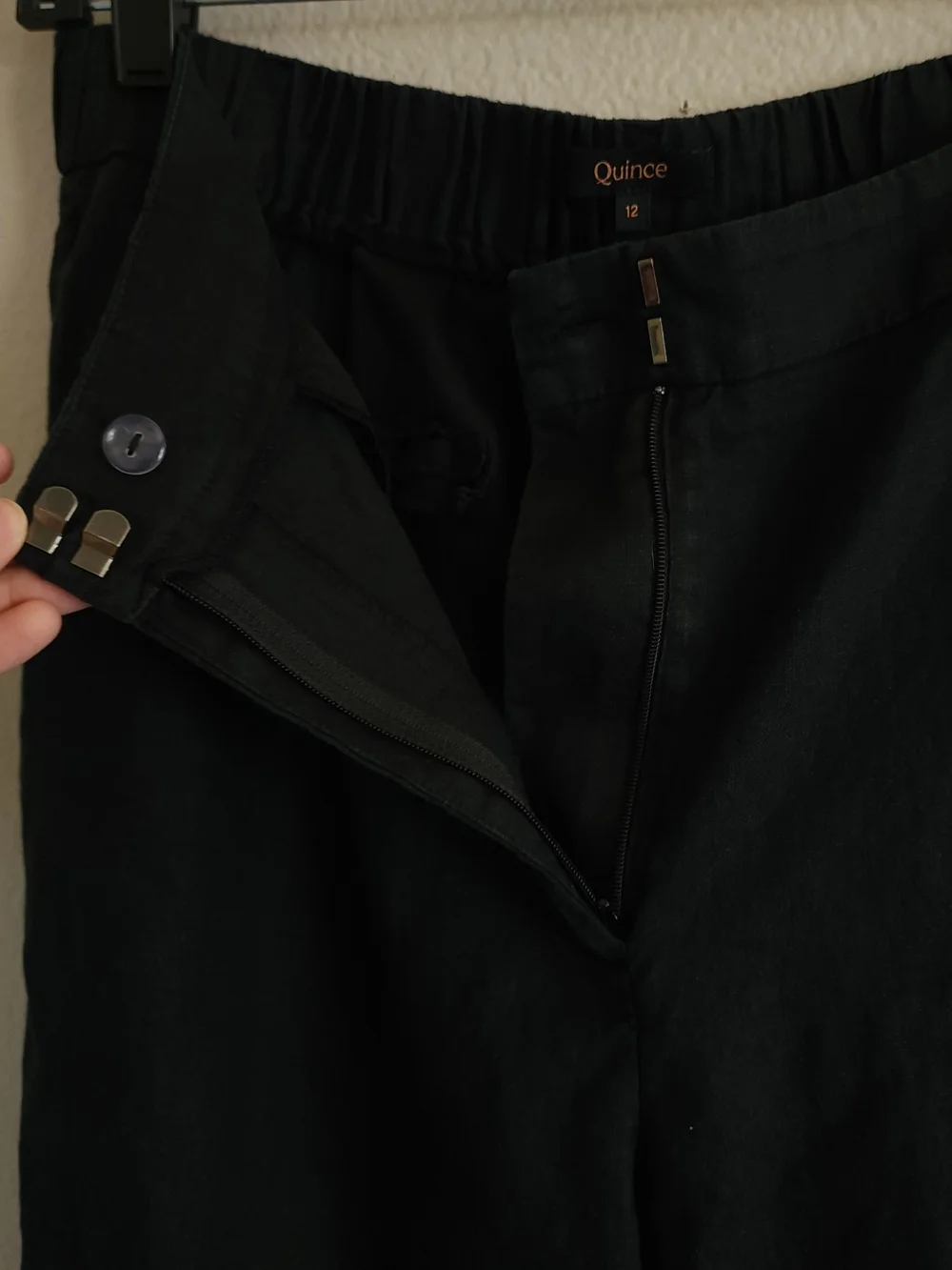Quince 100% European Linen Pleated Trouser Pants Black Size 12 Fits Like 10